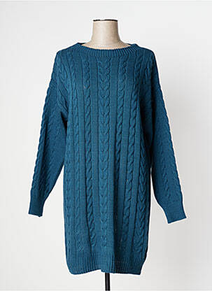 Robe mi-longue bleu QUATRE VINGT JOURS pour femme