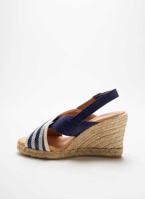 Espadrilles tissage satiné talon de 7 à 9cm bleu LIBERITAE femme