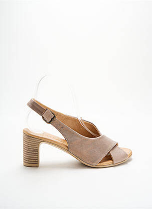 Sandales/nu pieds tissage satiné talon de 4 à 6cm beige LUNE & L'AUTRE femme