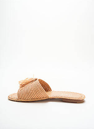 Mules/sabots chiquet talon plat jusqu'à 3cm beige ALIWELL femme