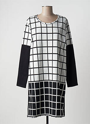 Robe mi-longue manches longues manches longues blanc POISSONS BLANCS femme