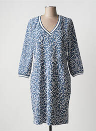 Robe mi-longue imprimé fantaisie manches longues bleu DOLCEZZA femme