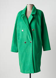 Manteau long coupe droite sans capuche vert LES BLONDINETTES femme