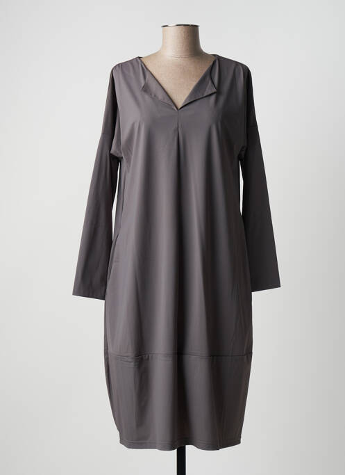 Robe mi-longue manches longues manches longues gris KOKOMARINA femme