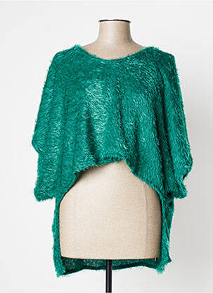 Pull col v manches 3/4 vert POISSONS BLANCS femme