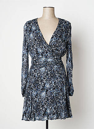 Robe mi-longue imprimé fantaisie manches longues bleu BERENICE femme