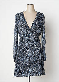 Robe mi-longue imprimé fantaisie manches longues bleu BERENICE femme