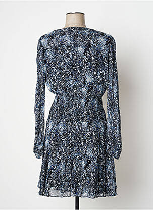 Robe mi-longue imprimé fantaisie manches longues bleu BERENICE femme