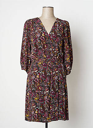 Robe mi-longue imprimé fleurs manches 3/4 vert VANESSA BRUNO femme