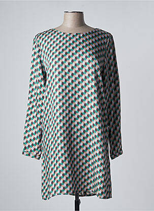 Robe mi-longue imprimé fantaisie manches longues vert ATTIC AND BARN femme
