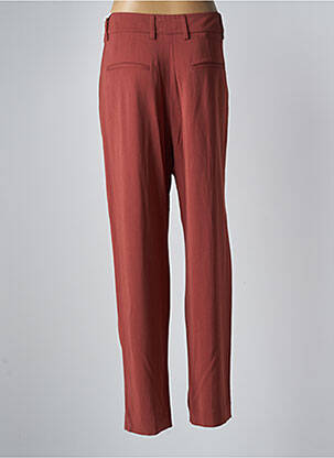 Pantalon droit fermeture zippée sous rabat avec crochet marron FORTE-FORTE femme