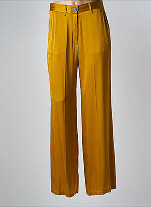 Pantalon droit fermeture zippée sous rabat boutonné jaune FORTE-FORTE femme