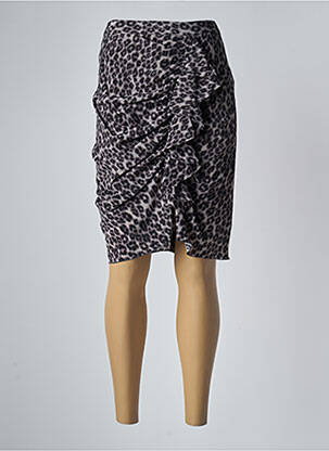 Jupe courte fermeture zippée au dos gris MASSCOB femme