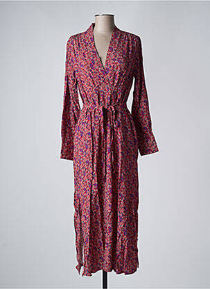 Robe longue tissage popeline manches longues rouge RUE MAZARINE femme