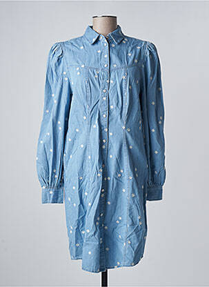 Robe mi-longue imprimé fleurs manches longues bleu B.YOUNG femme