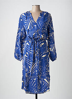 Robe mi-longue coupe fluide manches longues bleu SOAKED femme
