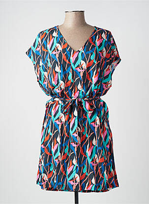 Robe mi-longue imprimé fantaisie manches courtes bleu LA FIANCÉE femme