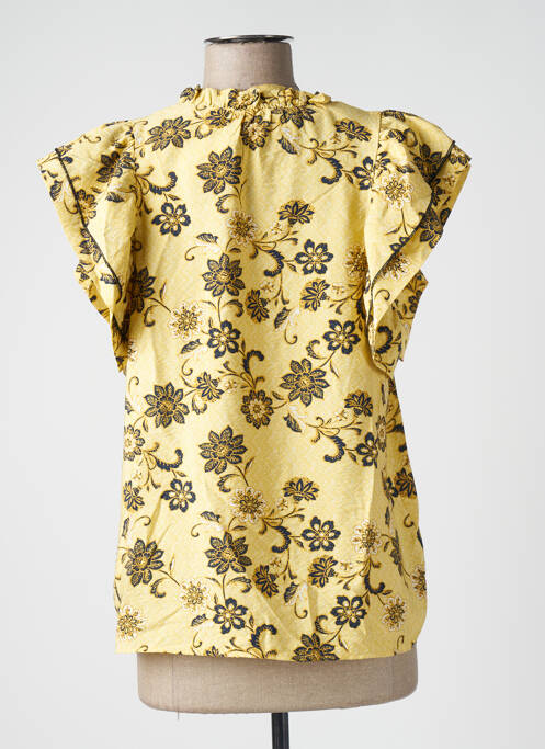 Blouse tissage popeline manches courtes jaune B.YOUNG femme