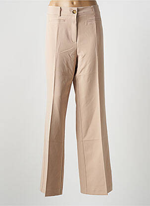 Pantalon large fermeture zippée sous rabat boutonné taille haute beige GEISHA femme