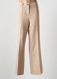 Pantalon large fermeture zippée sous rabat boutonné taille haute beige GEISHA femme