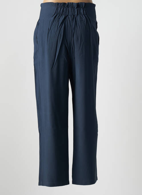 Pantalon droit fermeture zippée sous rabat avec crochet taille haute bleu RUE MAZARINE femme