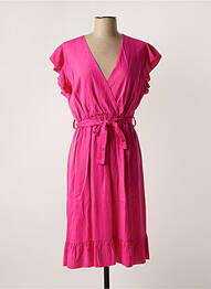 Robe mi-longue manches courtes manches courtes rose QUATRE VINGT JOURS femme