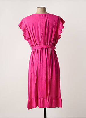 Robe mi-longue manches courtes manches courtes rose QUATRE VINGT JOURS femme