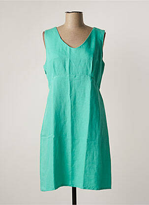 Robe mi-longue tissage crêpe sans manche bleu FELINO femme