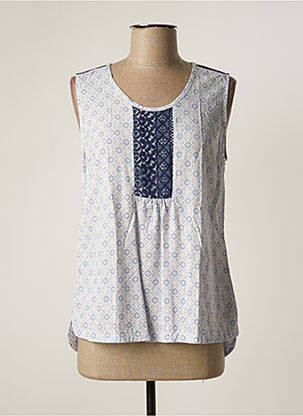 Top coupe fluide sans manche bleu FELINO femme
