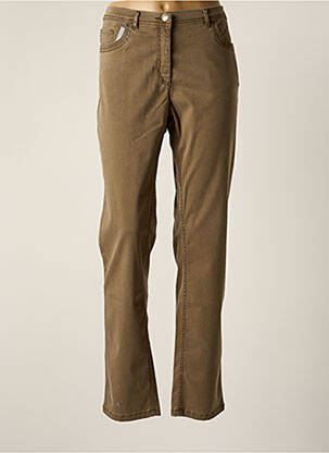 Pantalon droit fermeture zippée sous rabat boutonné taille normale marron ZERRES femme