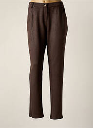Pantalon droit fermeture zippée sous rabat boutonné marron GUY DUBOUIS femme
