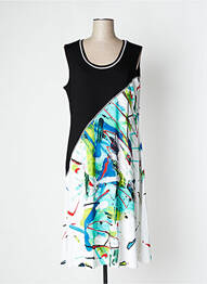 Robe mi-longue imprimé fantaisie sans manche noir DOLCEZZA femme