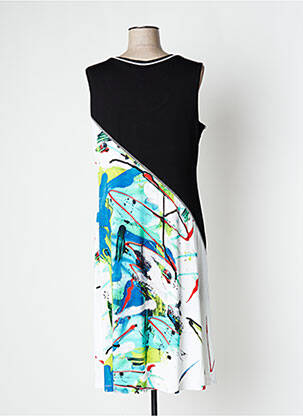 Robe mi-longue imprimé fantaisie sans manche noir DOLCEZZA femme