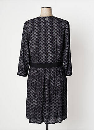 Robe mi-longue imprimé fantaisie manches longues noir MAE MAHE femme