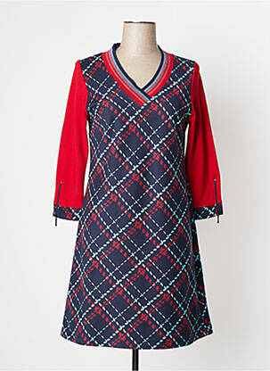 Robe mi-longue manches 3/4 manches 3/4 rouge MALOKA femme
