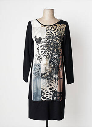 Robe mi-longue manches longues manches longues noir PAUL BRIAL femme