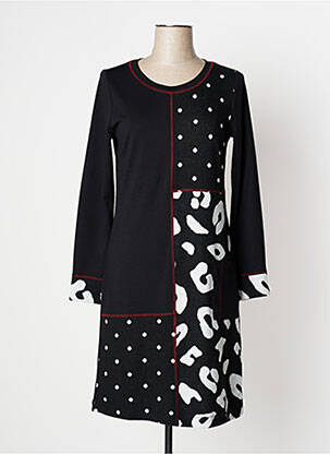 Robe mi-longue manches longues manches longues noir DOLCEZZA femme