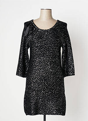 Robe courte manches 3/4 manches 3/4 noir AKELA KEY femme
