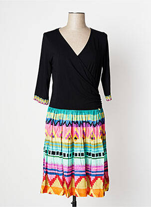 Robe mi-longue manches 3/4 manches 3/4 noir PAUL BRIAL femme