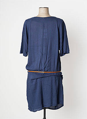 Robe mi-longue coupe fluide manches courtes bleu MAE MAHE femme