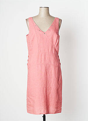 Robe mi-longue tissage crêpe sans manche rose MAE MAHE femme