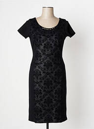 Robe mi-longue fermeture zippée au dos manches courtes noir VANGO femme
