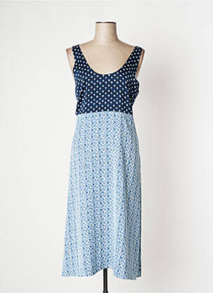 Robe mi-longue imprimé fantaisie sans manche bleu SURKANA femme