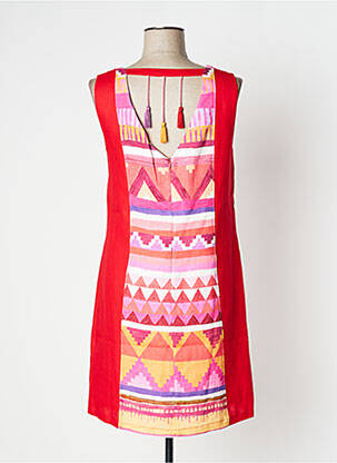 Robe courte fermeture zippée au dos sans manche rouge PAUL BRIAL femme