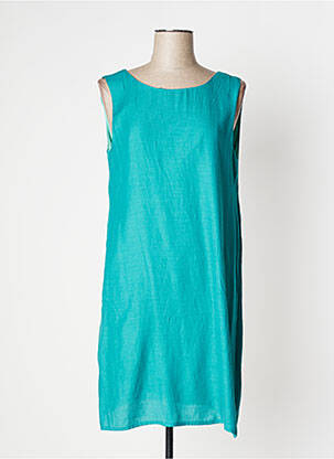 Robe mi-longue coupe fluide sans manche vert PAUL BRIAL femme