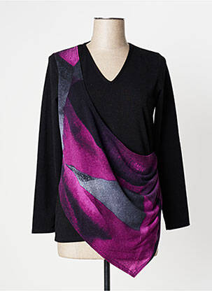Pull col v manches longues noir MARBLE femme