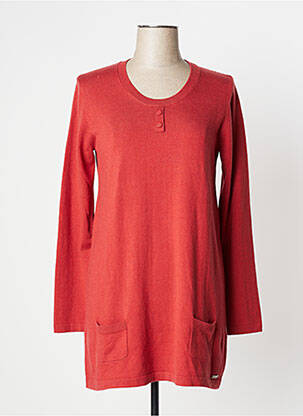 Pull tunique finition bords-côtes manches longues orange KATMAI femme