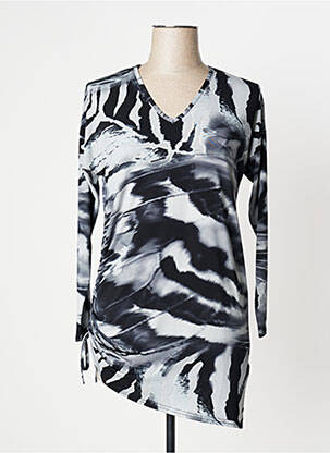 Tunique manches longues col v gris MARBLE femme