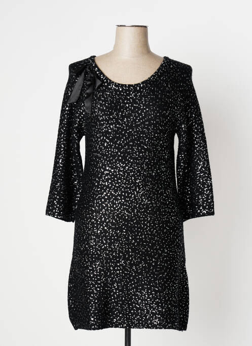 Robe courte manches 3/4 manches 3/4 noir AKELA KEY femme