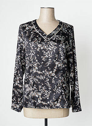 Blouse imprimé fleurs manches longues noir PAUSE CAFE femme